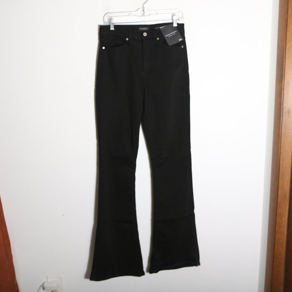 Banana Republic High Rise Flare Jeans Womens 30L Black Stretch Tall Boho Retro
